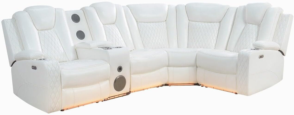 Chicago Home Theater Seating Reclining Sectional with Power Recline, Bluetooth Speakers, LED Lighting