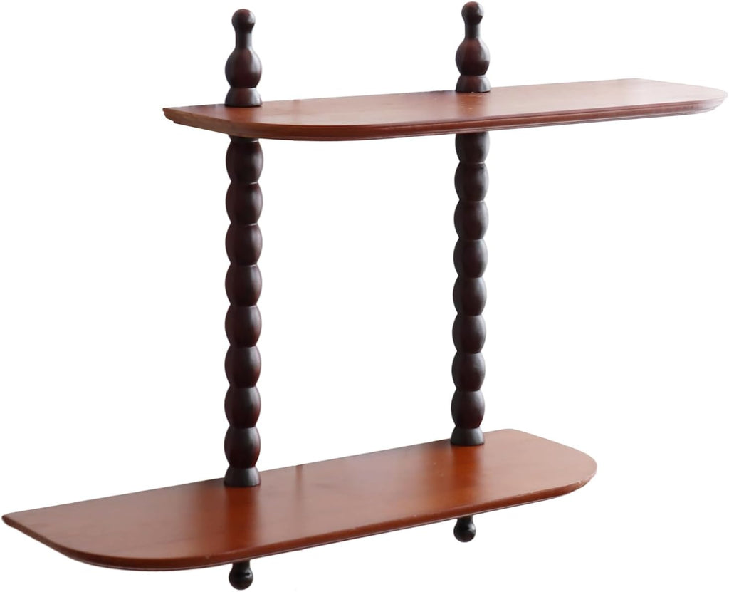 2-Tier Wall Mounted Floating Shelf with Two Roman Columns, Decorative Display Shelf for Entrance, Bathroom, Bedroom