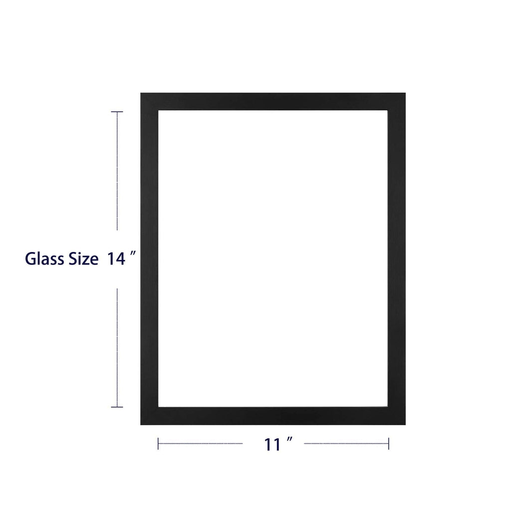11x14 Floating Frame, Black Wood Double Glass Float Picture Frame