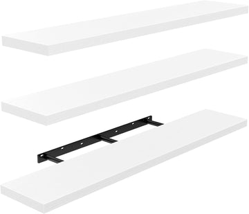 35.4" L Floating Shelves, Wall Shelves Set of 3 /Living Room/Bedroom/Kitchen, White Floating Shelves for Wall Decor