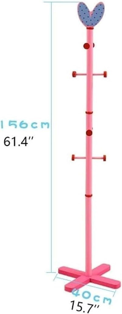 Freestanding Hall Tree, Cute Coat Rack Creative Love Shape Wood Clothes Hanger Stand Home Clothes Stand for Coats