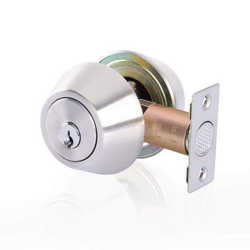 Double keyed Deadbolt Lock - Keyed on Both Sides, 2-Way Adjustable Cylinder Deadbolt (Privacy/Passage), Satin