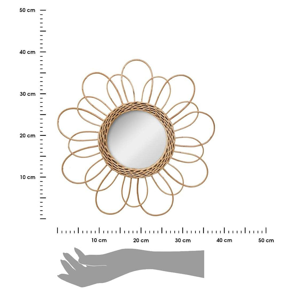 Mirror Flower - Rattan Diameter 38 cm - Beige