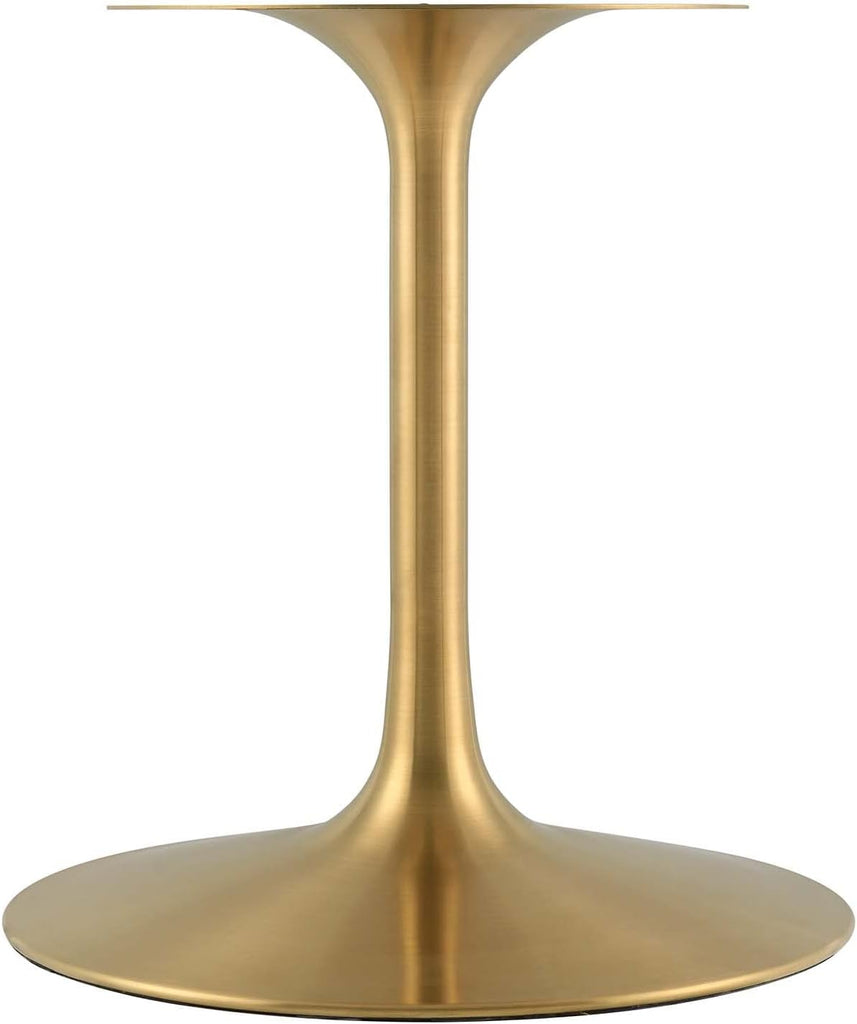 Inspired Saarinen Style Tulip Oval Pedestal Dining Table — Gold Base / White Top, 60″ Oval