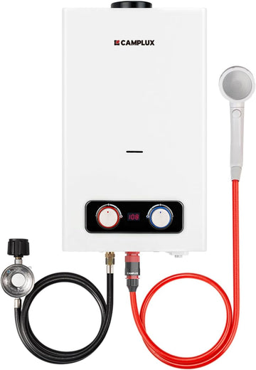 2.64 GPM Tankless Propane Water Heater, Portable Water Heater Outdoor with Overheating Protection, for Camping