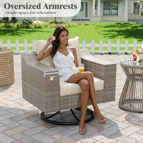 9-Piece Wicker Outdoor Patio Furniture Set - Swivel | All-Weather Resistant for Backyard, Garden & Porch
