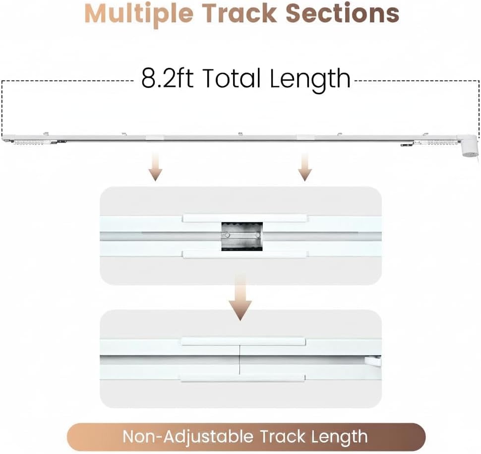 Smart Electric Curtain Track, 98.4" Motorized Curtain Rail with APP & Remote Control, Ultra Quiet Automatic Smart