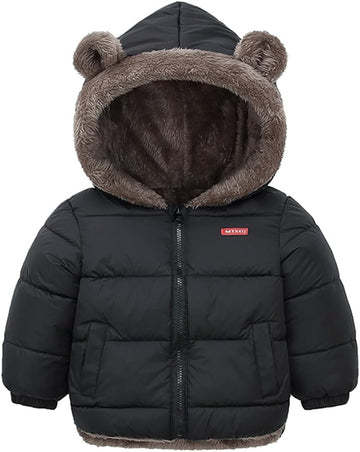 Infant Baby Winter Coat Bear Hooded Jacket Warm Fleece Snowsuit Windproof Outerwear for Toddler Boy Girl