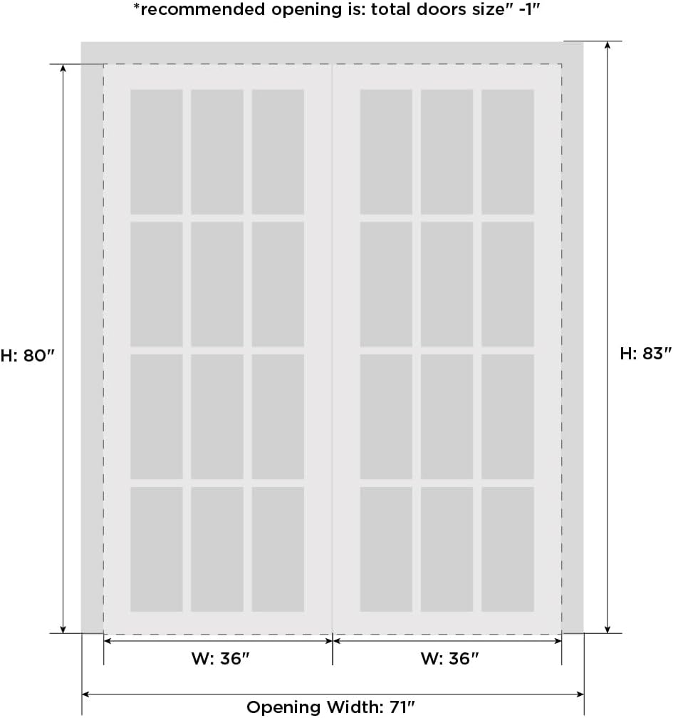 Sliding Closet Bypass Doors 72 x 80 with Hardware | Quadro 4111 White Ash | Sturdy Top Mount Rails M