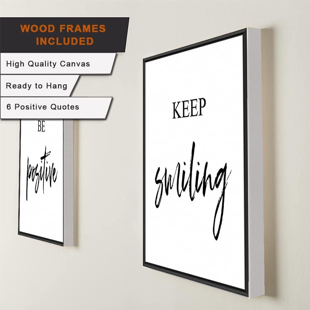 Inspirational Wall Art, Framed Motivational Canvas Wall Art Positive Quote Bedroom Office, Stretched Ready to Hang