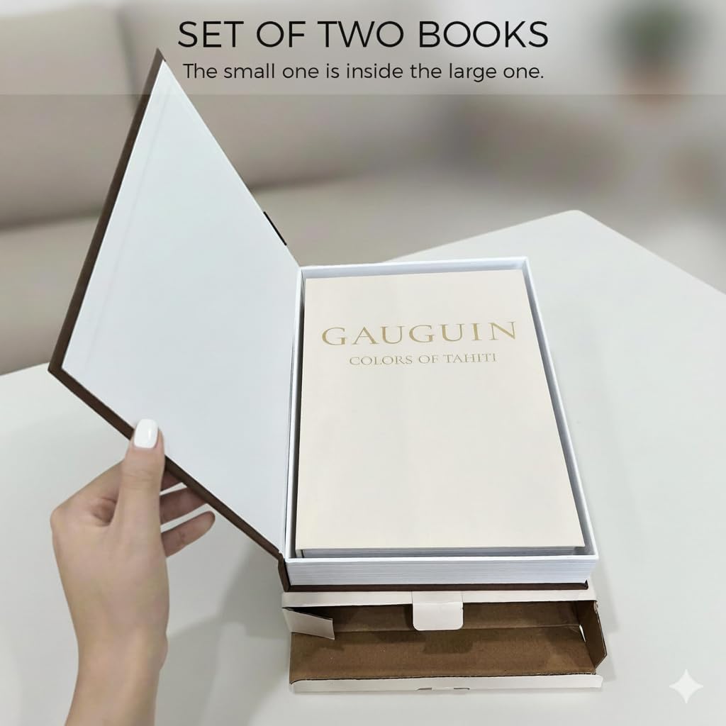 Decorative Books Decor - Stackable Faux Book Box for Coffee Table Styling & Hidden Storage - Neutral Linen Fake Books