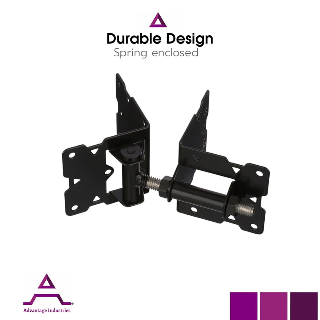 Stainless-Steel Self-Closing Gate Hinge "Long Leg" | Horizontal Adjustable | Enclosed Spring | Tight Hinge Tolerance