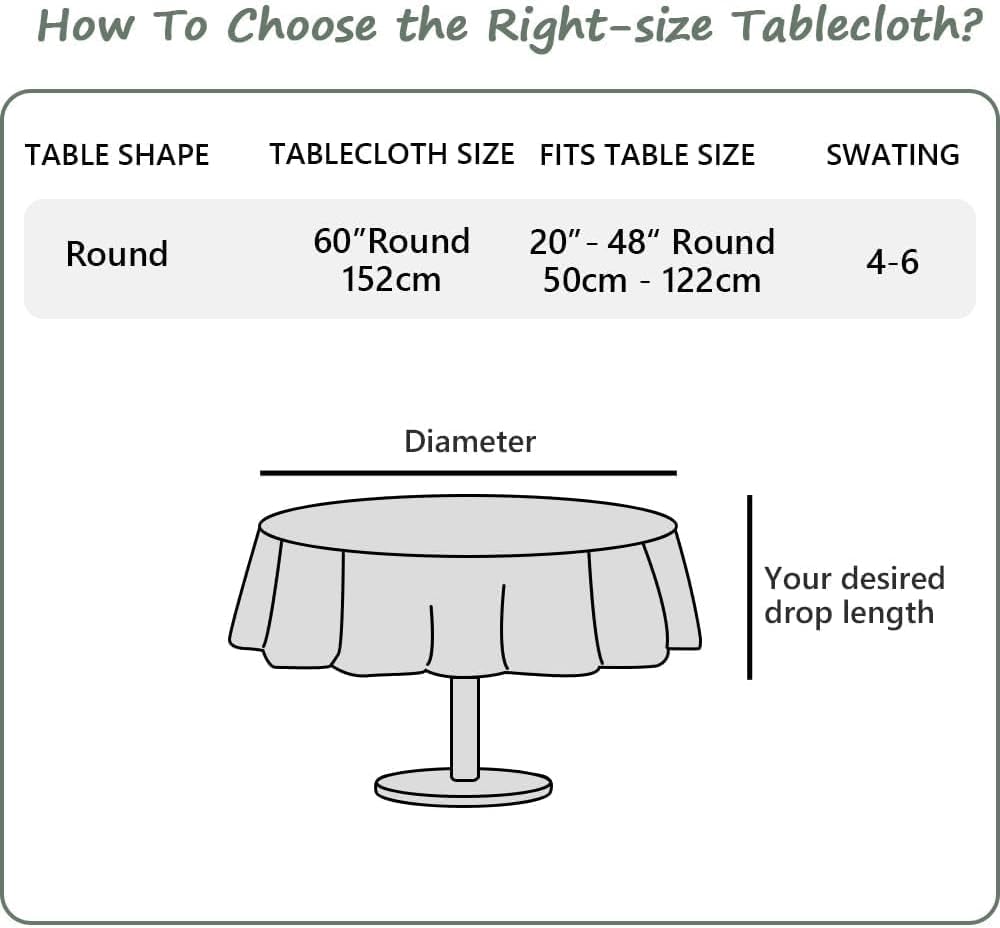 Textured Tablecloth 100% Linen Table Cloth, Kitchen Dinning Tabletop Decoration and Indoor Use (Roun