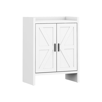 5 Layer Farmhouse Style Shoe Cabinet, Wooden Freestanding Shoe Rack with 2 Doors and Adjustable Shelves, Shoe Storage