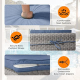 Wicker Outdoor Patio Furniture Set | Navy All-Weather Resistant for Backyard, Garden & Porch