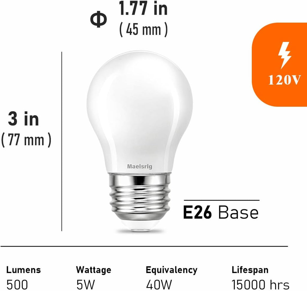 LED Appliance Bulb, 40W Equivalent, Range Hood Light Bulbs, Daylight White 5000K, 5W 500 Lumens, Non-Dimmable, E26 (Pack Of 2)