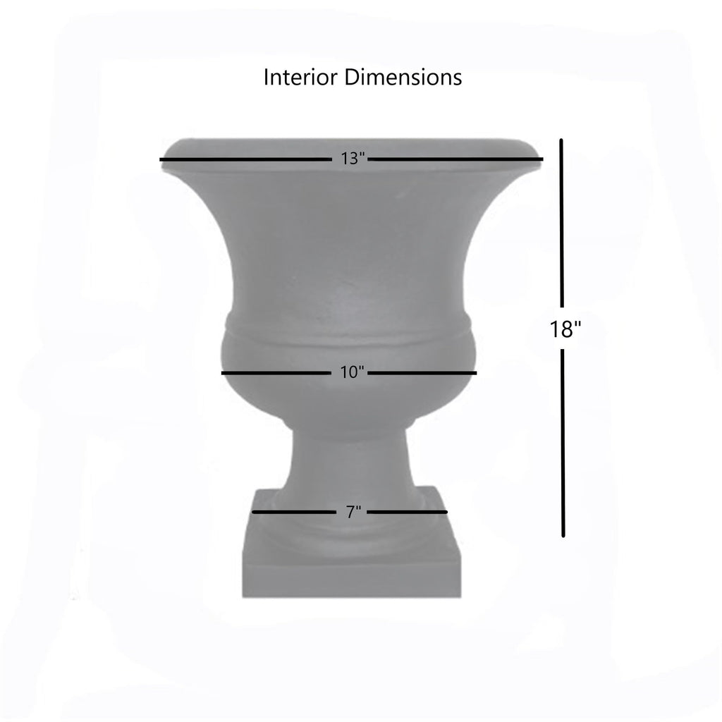 Urn Small Garden Planter, 17-inch, Black