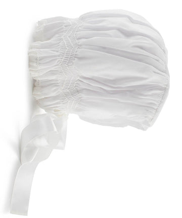 Girl Smocked Bonnet Christening NWT White (12/ )