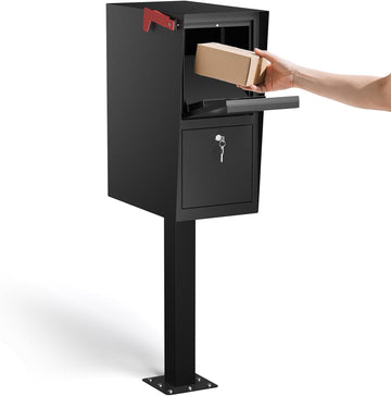 Curbside Large Mailbox with Post - Locking Mailbox Post Mount with Base Plate