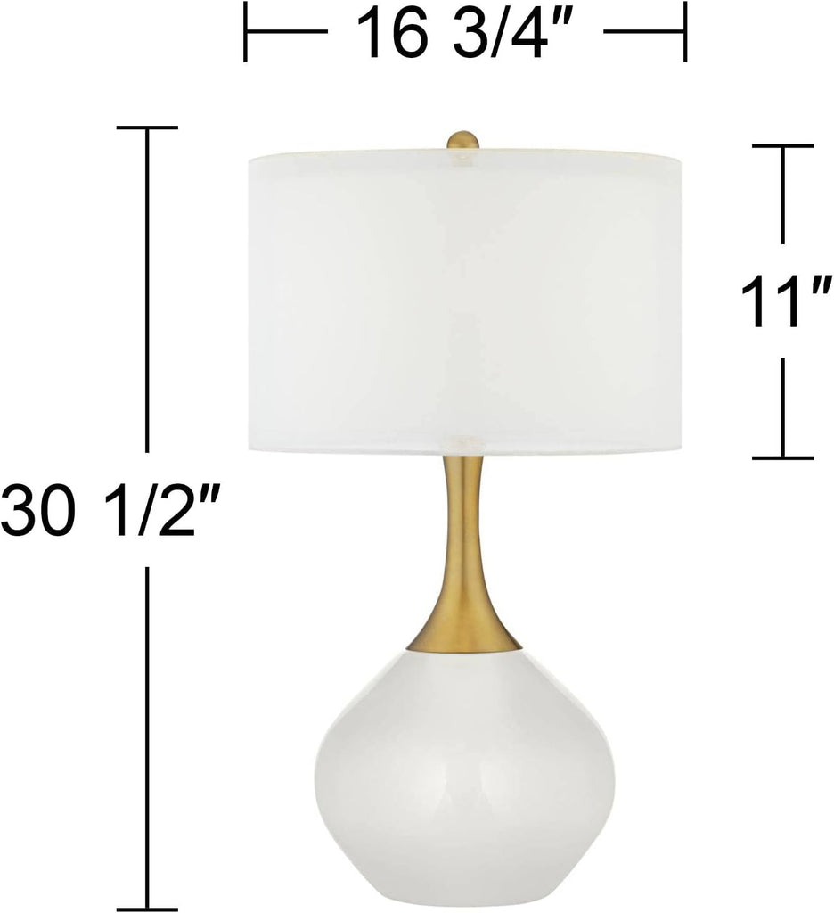 Nickki 30 1/2" Tall Large Mid Century Modern Glass End Table Lamp Celosia Orange Gold Brass Finish Metal Base Single