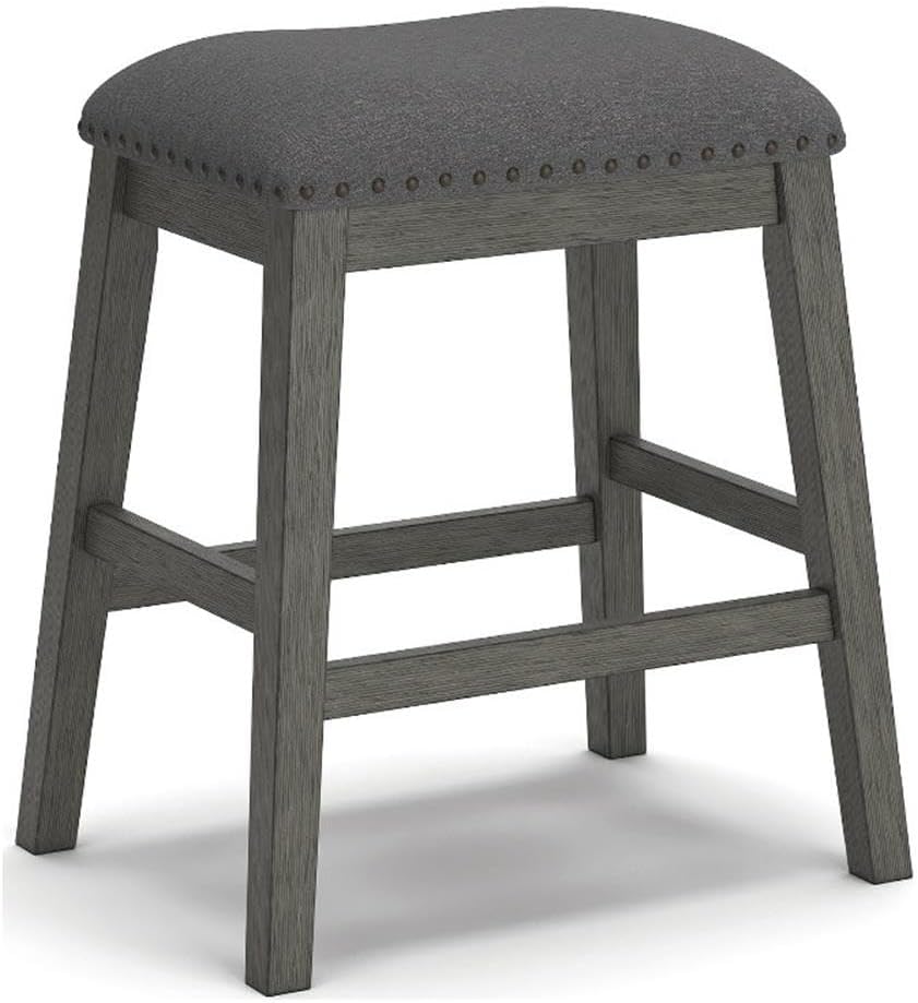 Caitbrook Rustic 24.4" Counter Height Upholstered Barstool, 2 Count, Gray