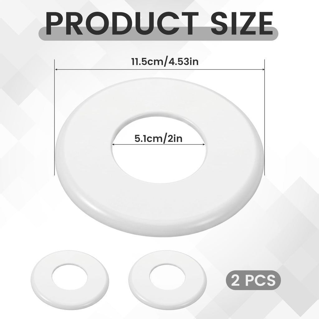 2 Pcs Wall Split Flange, 2"/51mm Diameter ABS Round Self-Adhesive Escutcheon Plate Plumbing Cover Plates for Water