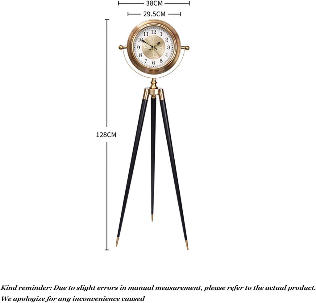 Elegant Triangle Metal Floor Clock European Retro Silent Pendulum Clock Luxury Art Tripod Standing Timepiece for Home Ornament