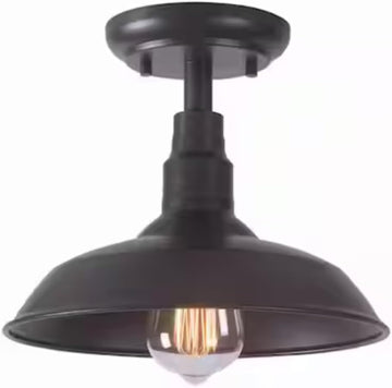 Ridge 1 Light Semi-Flush Ceiling Fixture, Brown Finish