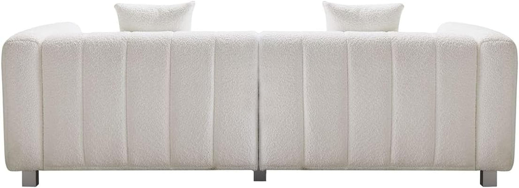 84" Oversized Sofa,Modern Teddy Loveseat Sofa (Lvory White) | Upholstered Tufted Couch,with 2 Accent Pillow,3 Seater