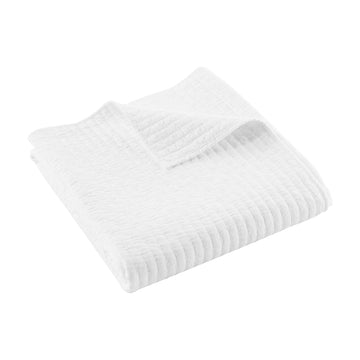 Cross Stitch - Quilted Throw - 50x60in. - 100% Cotton - Reversible Pattern - Bright White with Matching Stitching
