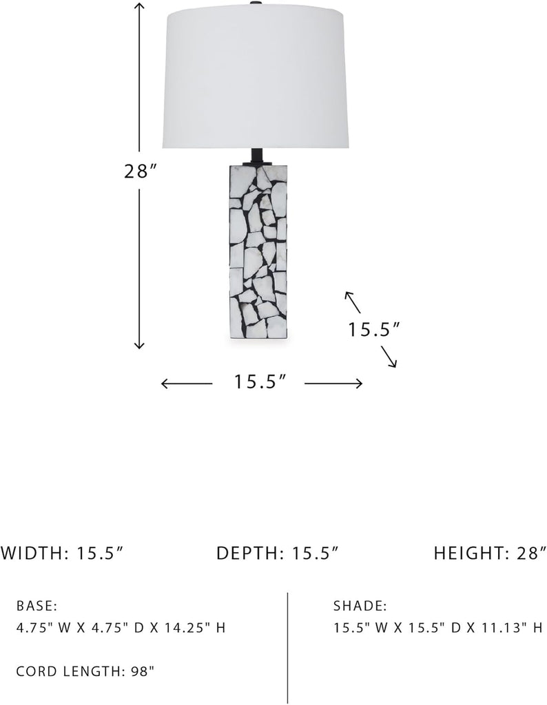 Signature Design by Ashley Macaria Modern Table Lamp with 3-Way Switch, White & Black