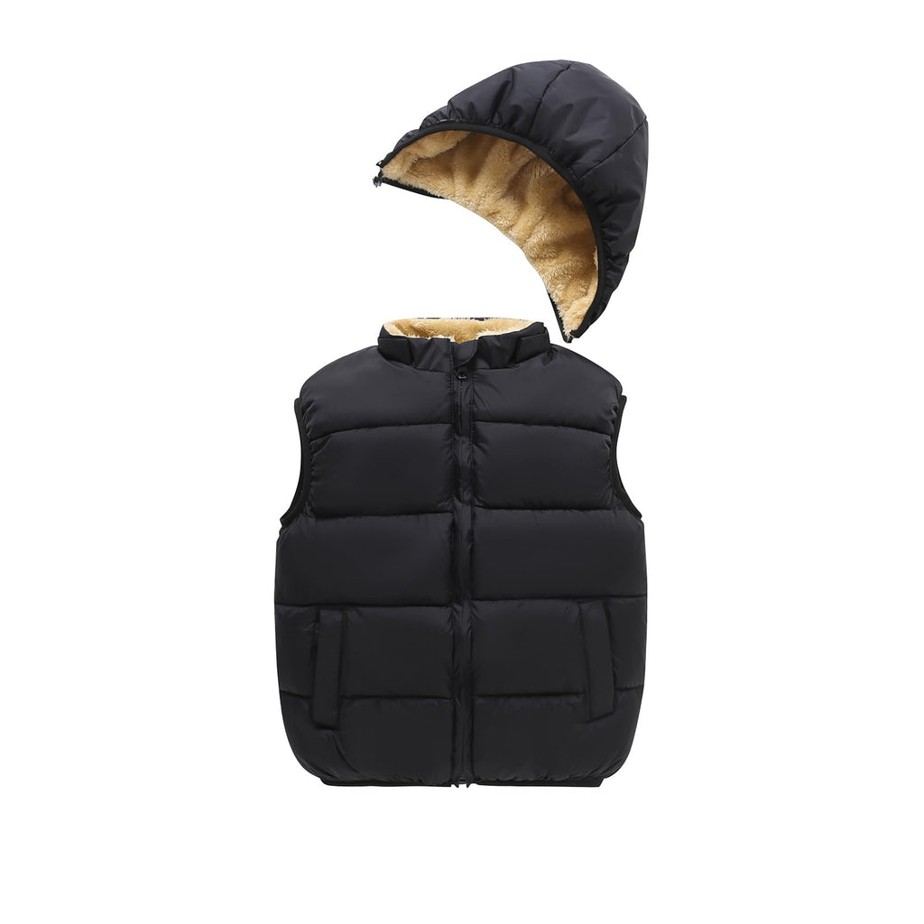 Toddler Winter Snow Puffer Down Vest Softshell Quilted Padded Sleeveless Jacket Black 120