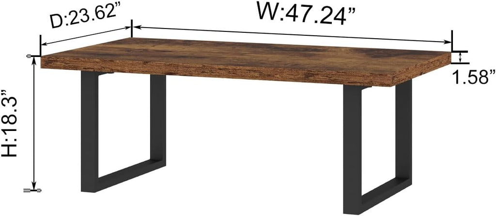Rustic Living Room Table, Simple Industrial Rectangle Coffee Table, Modern Minimalist Farmhouse Wooden Center Table