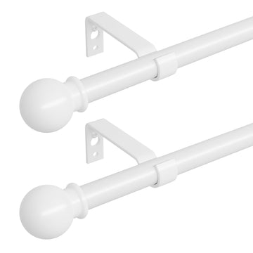 Curtain Rods for Windows 66 to 120 inch, 2 Pack White Long Curtain Rod with Brackets Easy Install, Decorative