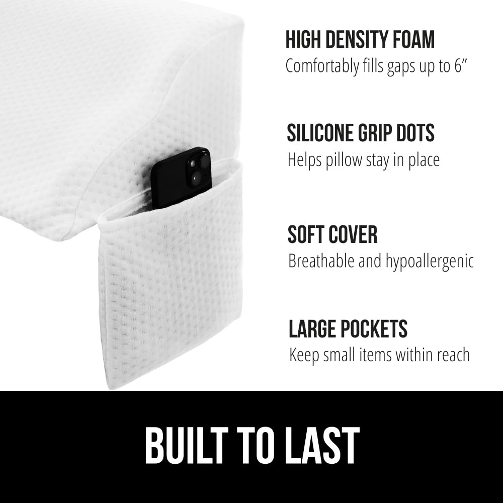 Patented Bed Wedge Pillow for Headboard Gap, King, White