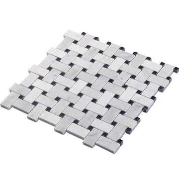 Bianco Carrara Basketweave Marble Mosaic Tile
