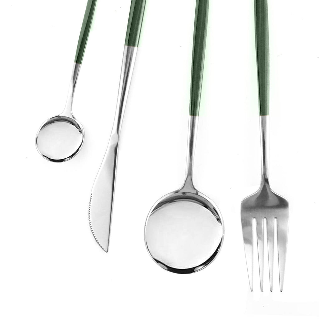 24-Piece Korean Silverware Set Mirror Polished Stainless Steel Modern Flatware Cutlery Set Service for 6 Including