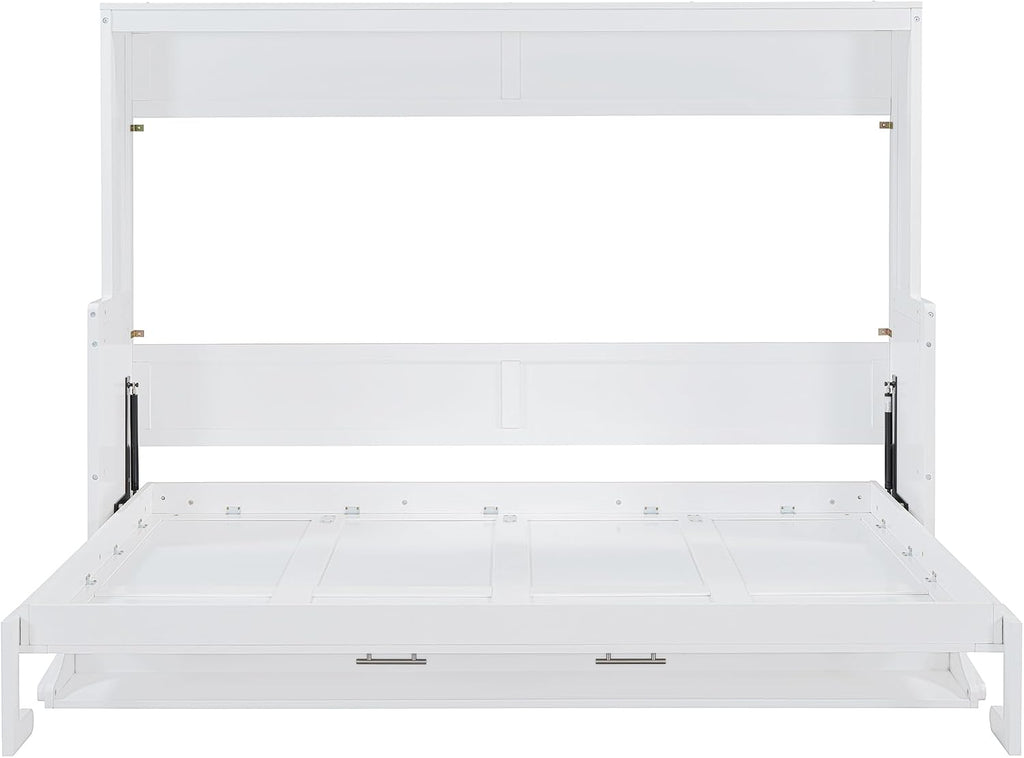 Queen Horizontal Murphy Bed with Desk, Murphy Bed can be Folded into a Cabinet, Hideaway Wall Bed Frame Space-Saving