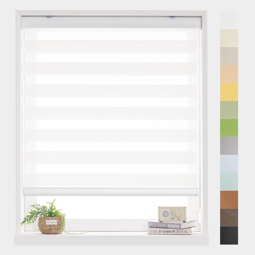 Zebra Blinds W31 x H64 Inch Dual Layer [Basic,White]