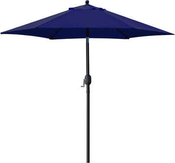 7.5' Patio Umbrella Outdoor Table Market Umbrella with Push Button Tilt/Crank, 6 Ribs (Navy Blue)