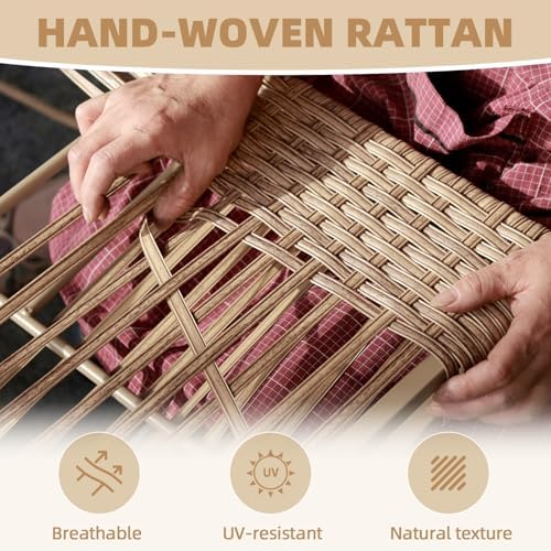 5-Piece Wicker Outdoor Patio Furniture Set | Beige All-Weather Resistant for Backyard, Garden & Porch