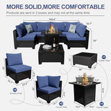 8-Piece Wicker Outdoor Patio Furniture Set - Fire Pit | Brown for Backyard, Garden & Porch