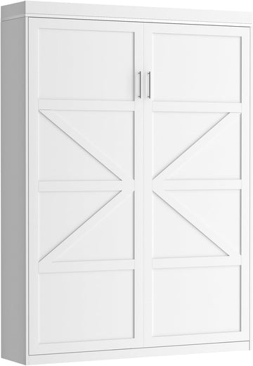 Queen Murphy Bed with Smooth Pneumatic Lift, Space-Saving Wall Bed with Modern Cabinet Design, Easy Installation