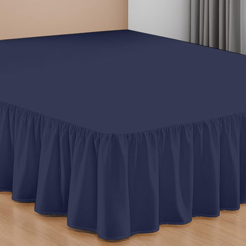 24 Inch Drop Ruffled Bed Skirt Queen - Classic Gathered Styling, Platform Style Dust Ruffle with Secure Fit, Split