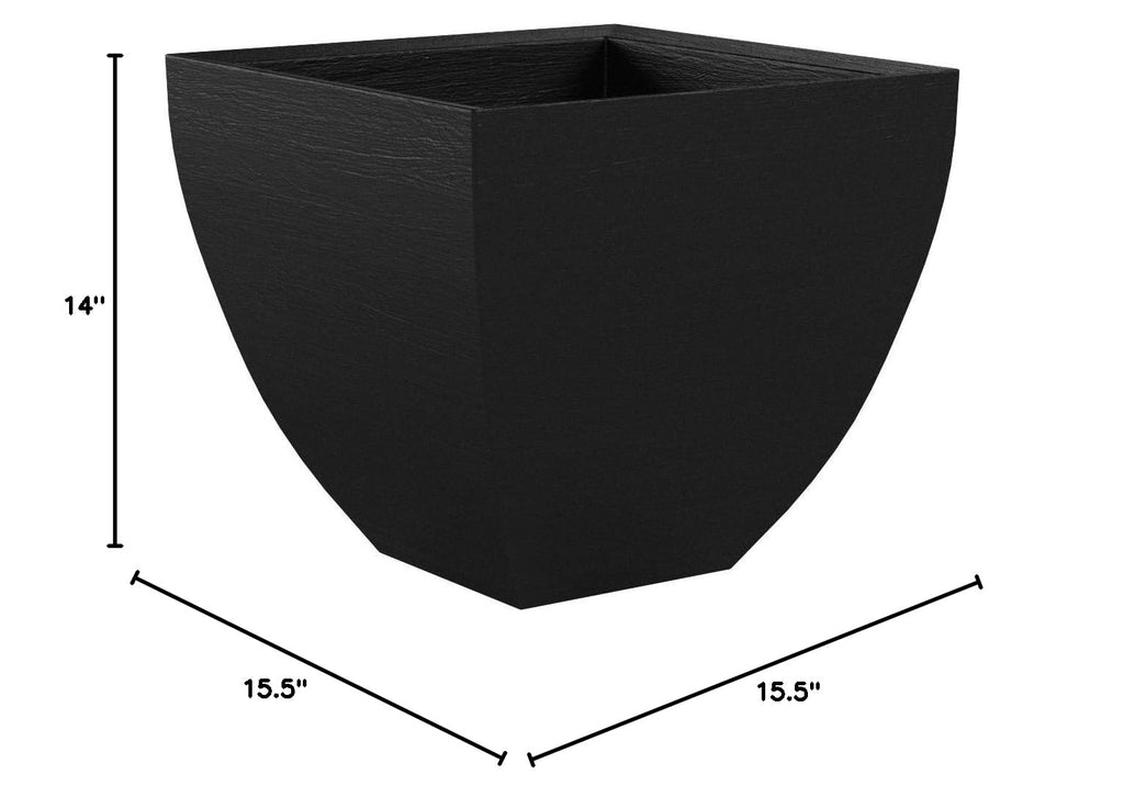 Modern Square Garden Planter, 16-Inch, Black