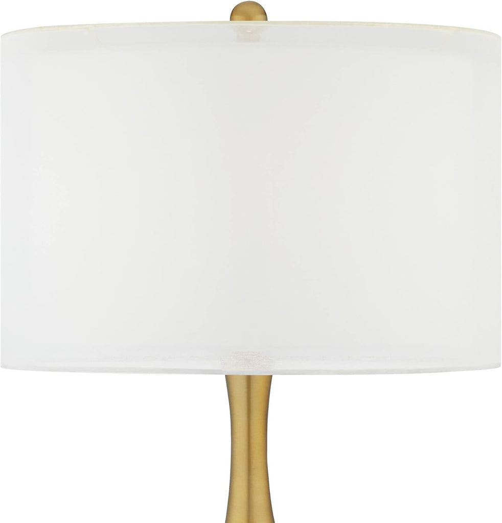 Nickki 30 1/2" Tall Large Mid Century Modern Glass End Table Lamp Celosia Orange Gold Brass Finish Metal Base Single