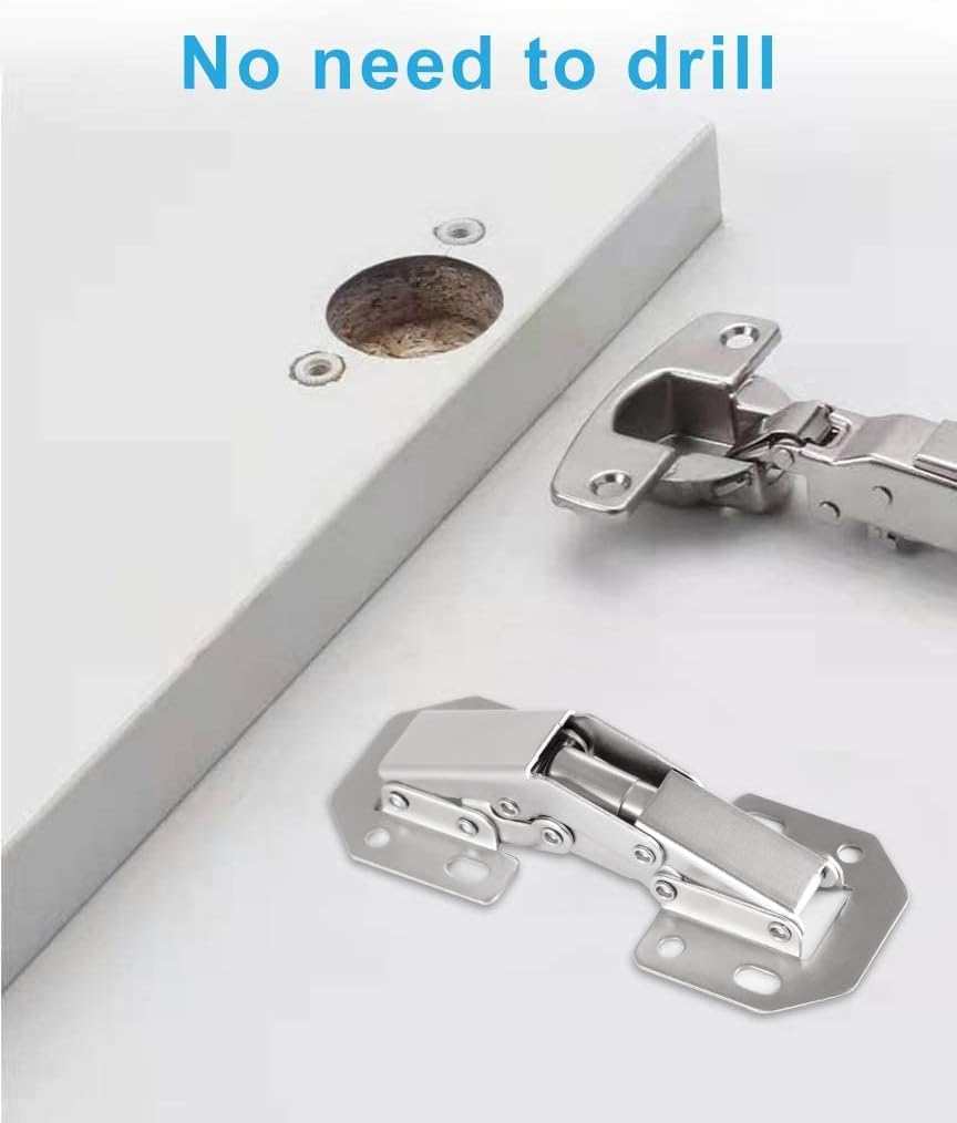 4-Pack Hidden Hinges Doors Frameless, Concealed Cabinet Hinges, 90 Degree Surface Mount Hinges