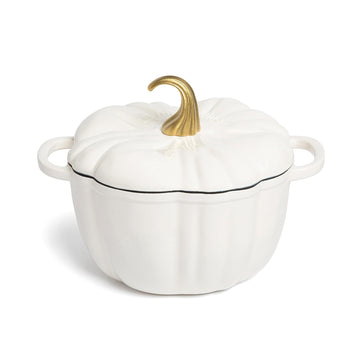 5.5 qt Pumpkin Enameled Cast Iron Dutch Oven Pot, White