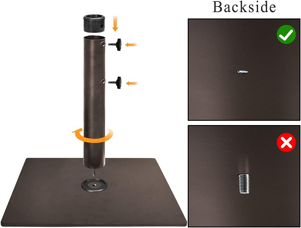 USA Up to 160 lbs Heavy Duty Square Umbrella Base, Steel Plate Patio Umbrella Stand Holder or Patio Table