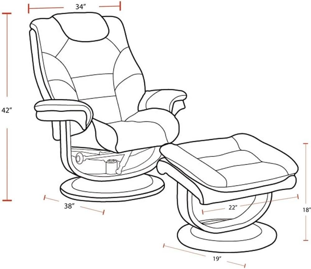Modern Reclining Swivel Lounge Chair and Ottoman — Brown Leather